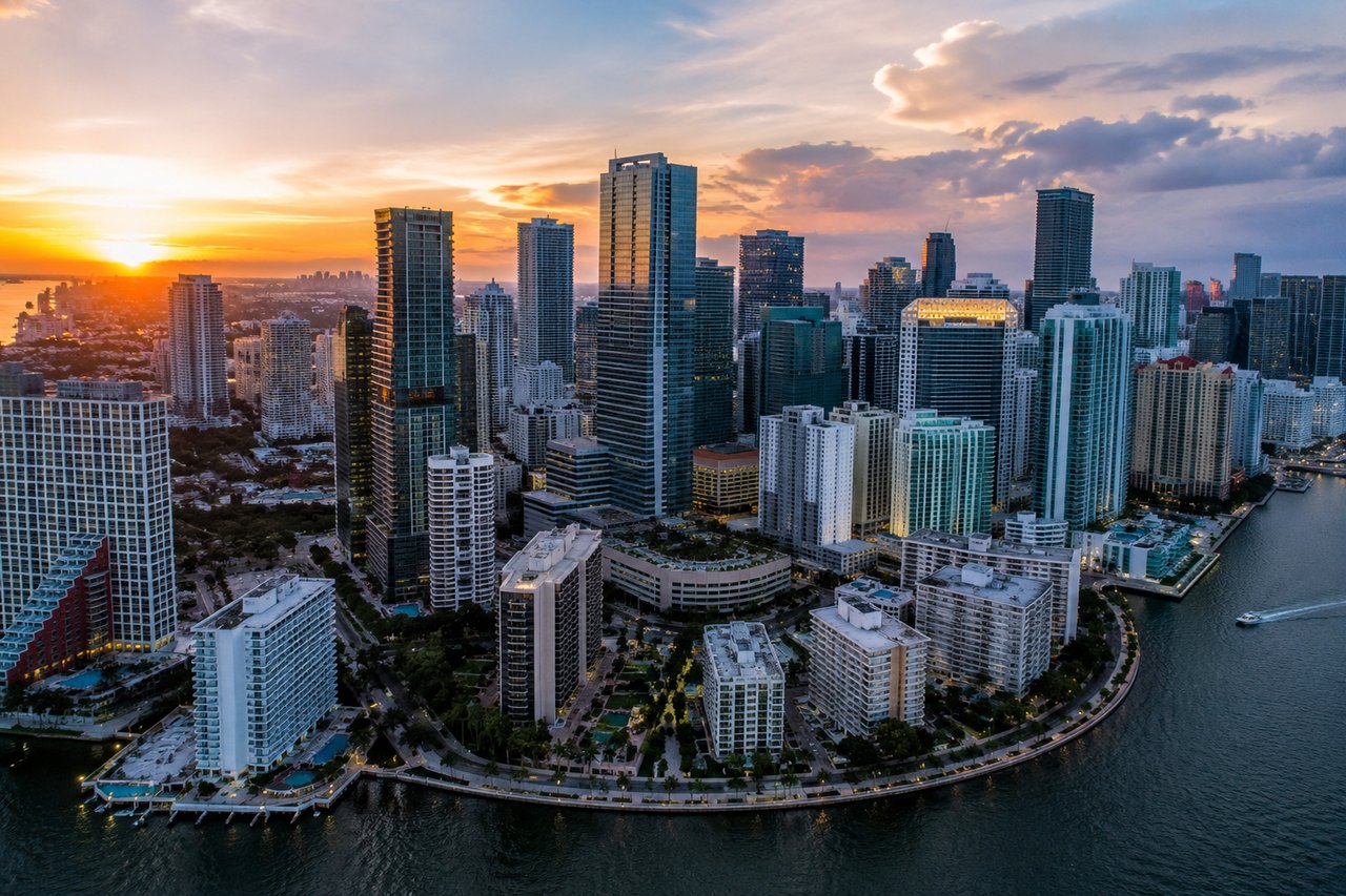 Miami Brickell skyline at sunset - corporate relocation destination 2026