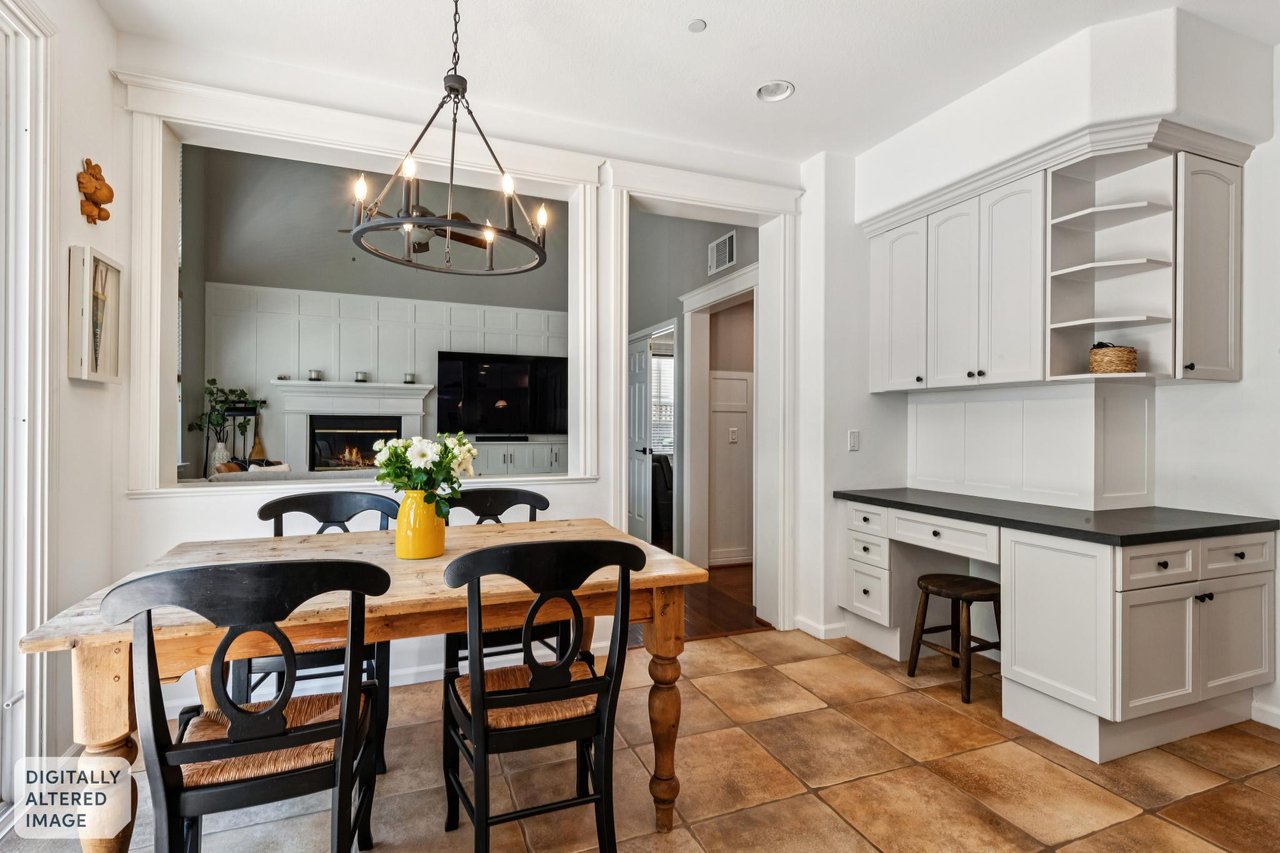 Bright dining space featuring elegant finishes and comfortable gathering opportunities.