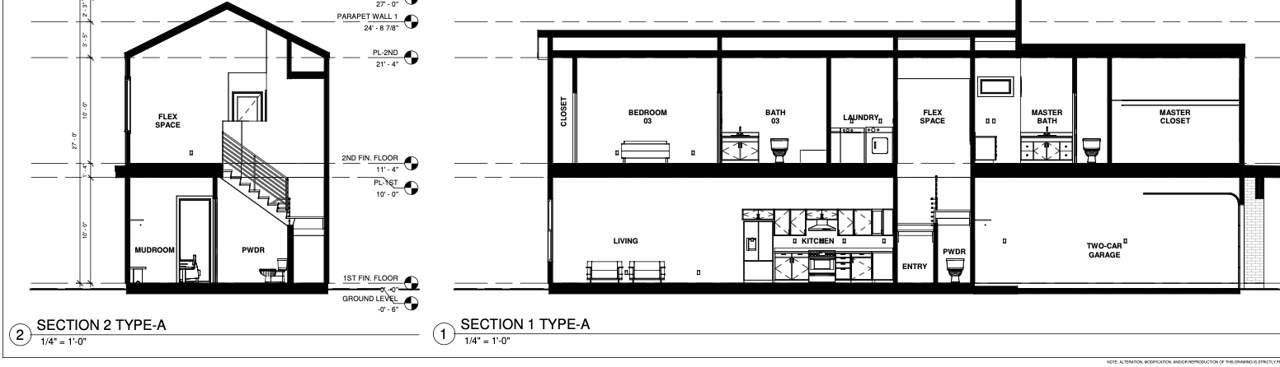 Villas at Tuam townhome floor plan (side view)