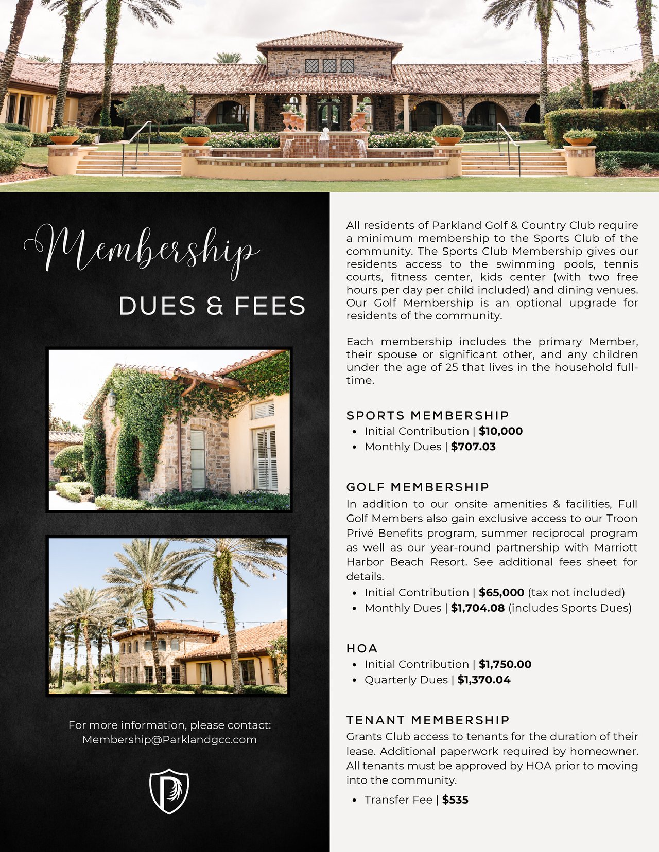 PGCC 2025 Resident Dues & Fees