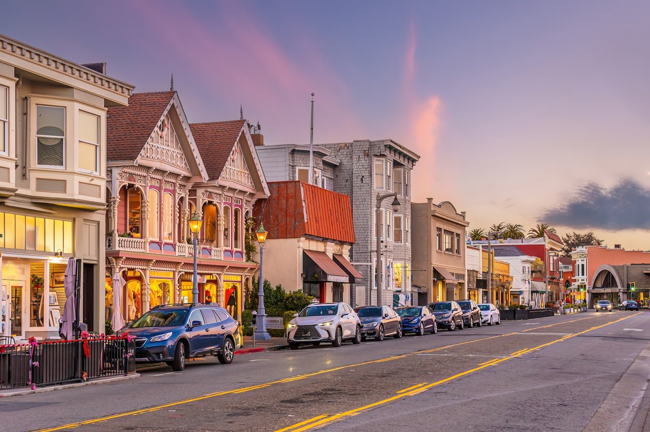 Downtown Sausalito waterfront and hillside homes in Marin County, California