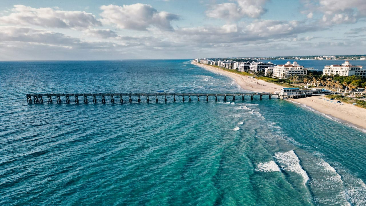 Aerial view of Palm Beach County oceanfront along South Ocean Boulevard