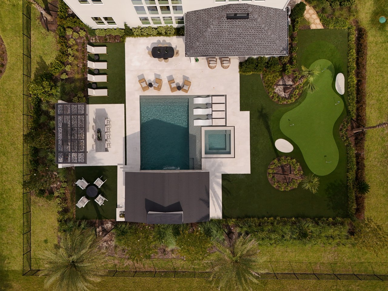 Aerial View of Iron Branch New Construction Home with Resort-Style Pool
