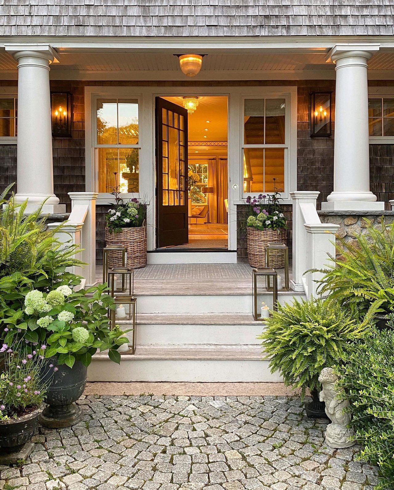 Prospective homebuyers exploring a welcoming home entrance and front porch in the Tampa Bay area.