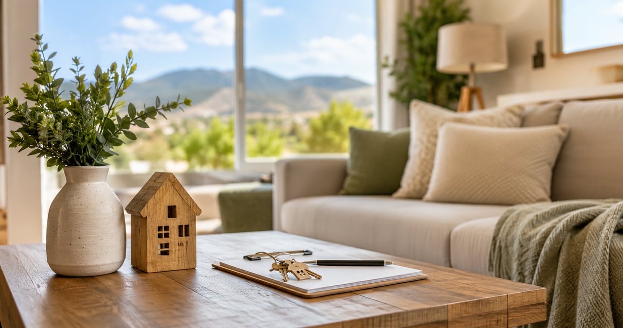 Modern living room with headline about five reasons homes don't sell in Prescott Valley.