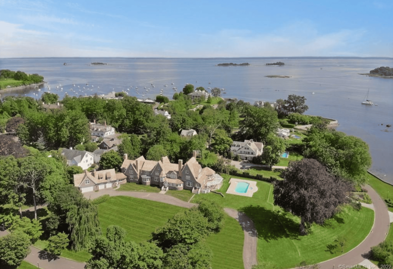 Greenwich, CT waterfront estate overlooking Long Island Sound an exclusive symbol of East Coast luxury