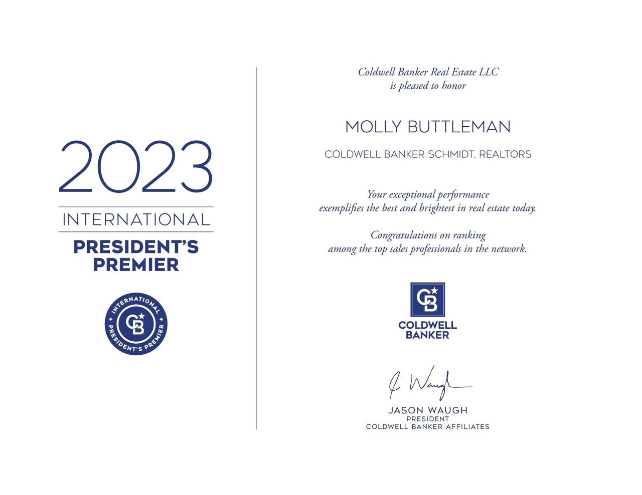 Molly Buttleman Named an 2023 International Presidents Award Winner 