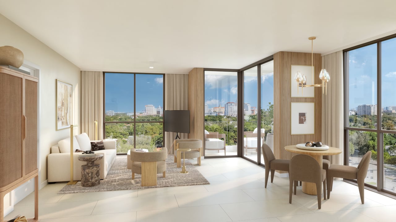 Cassia Residences Coral Gables interior living room 