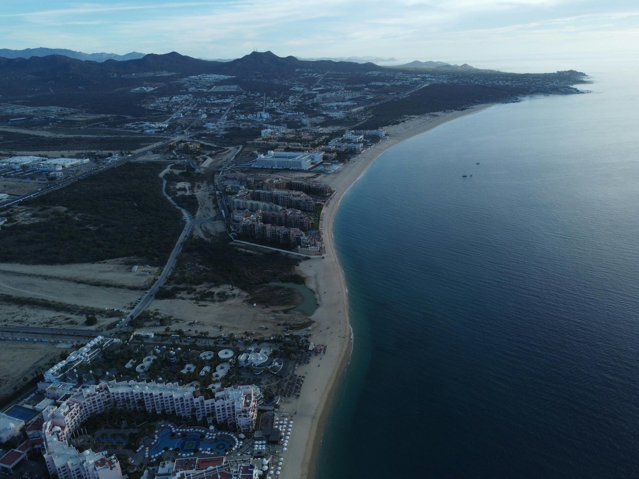 Aerial view of Los Cabos coastline and beaches