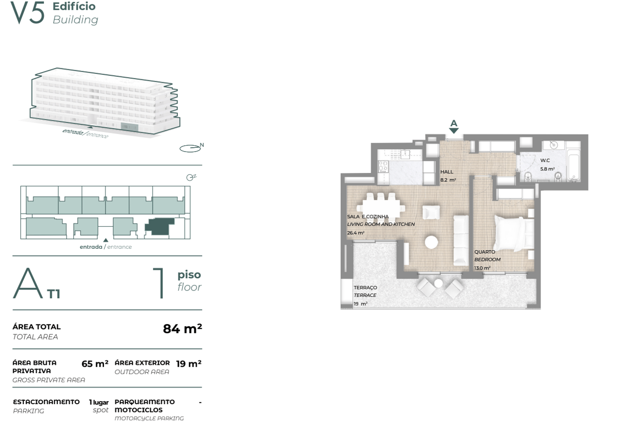Contemporary 1-Bedroom Apartment with Private Terrace and Parking