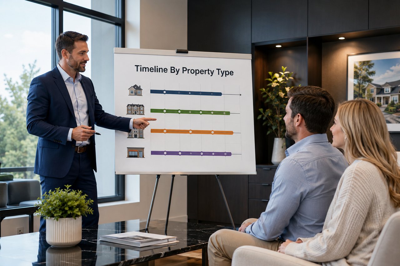 Various Central Coast property types including single-family homes, condominiums, luxury homes, and rural properties illustrating different transaction timelines