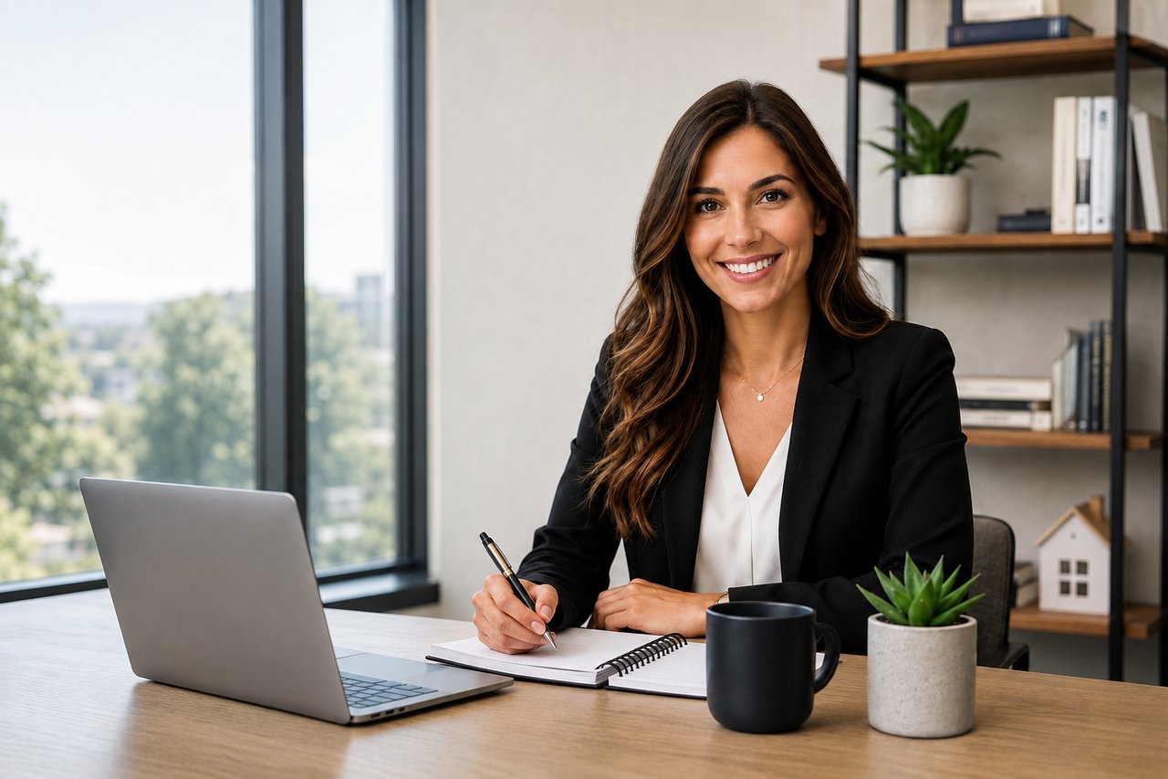 Real Estate Agent working in an office