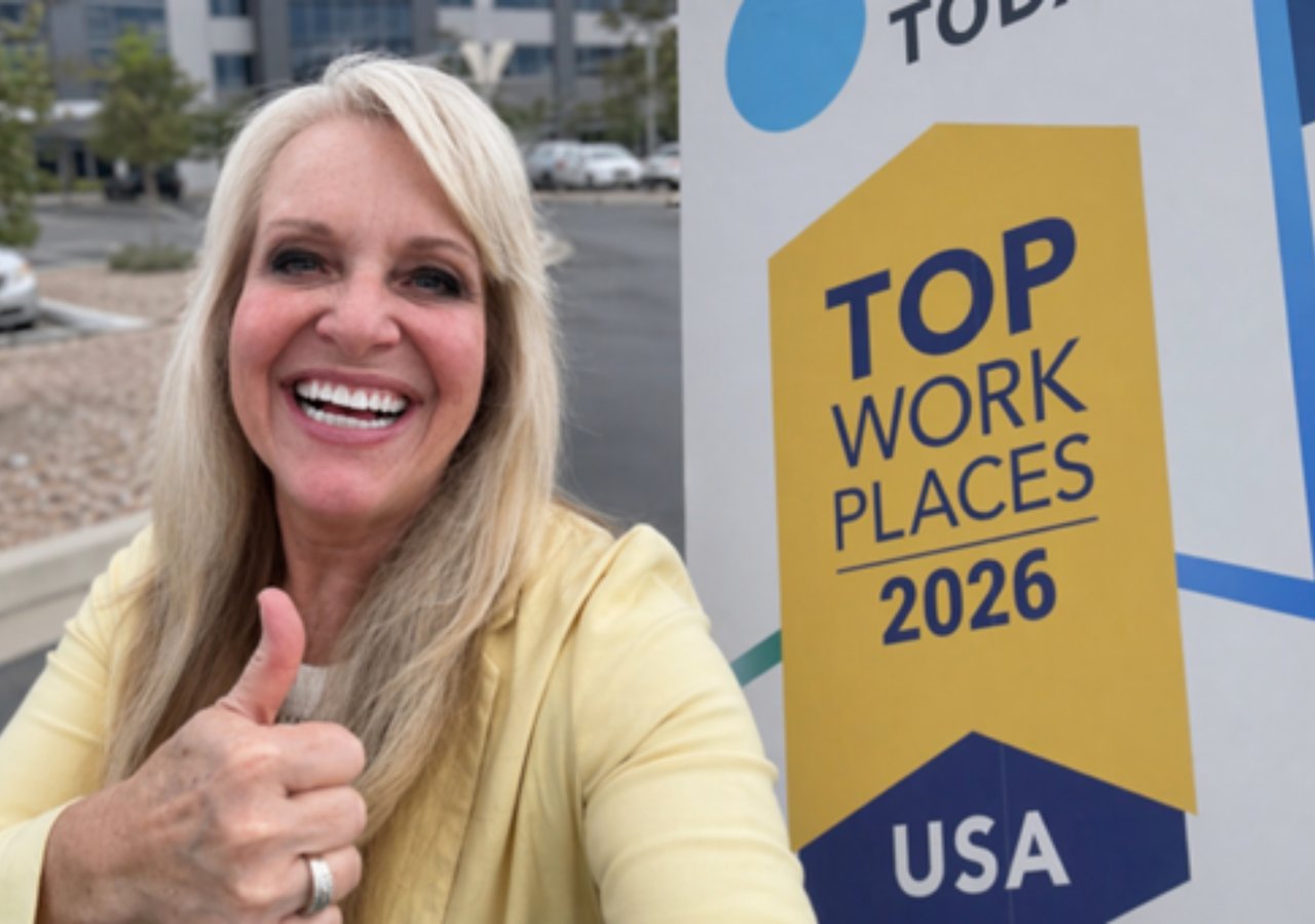 Sharla Ellis celebrating Fairway Home Mortgage being named a Top Workplace 2026, six years in a row, highlighting company culture and leadership.