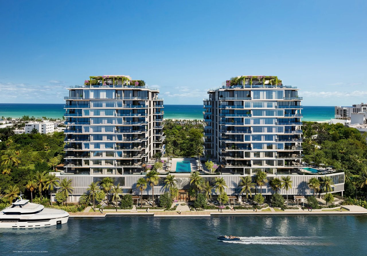 The Ritz-Carlton Residences Fort Lauderdale Beach waterfront tower exteriors rendering.