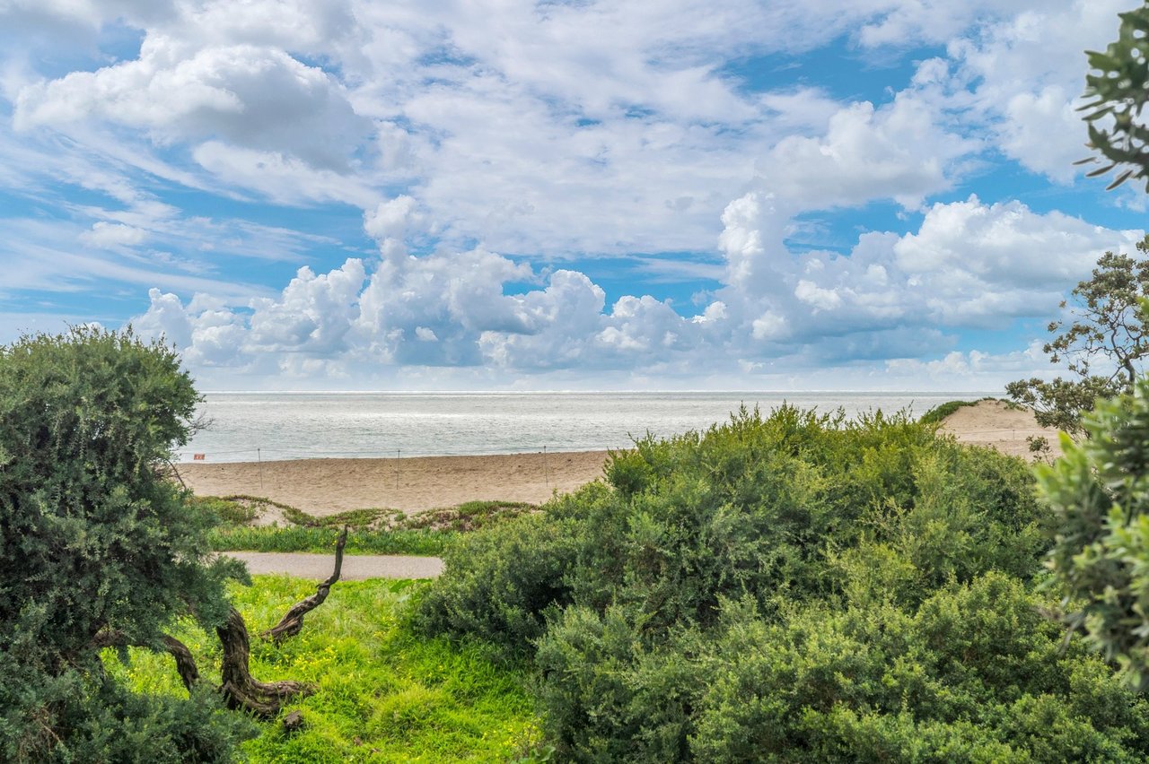View from Sunset Dunes Park across the sands of Ocean Beach to the Pacific Ocean