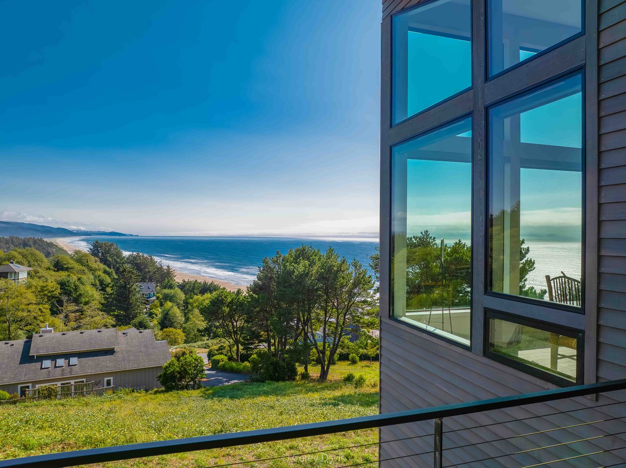 Sold modern luxury home at 8760 Mariners in Neahkahnie near Manzanita Oregon with ocean and Nehalem Bay views