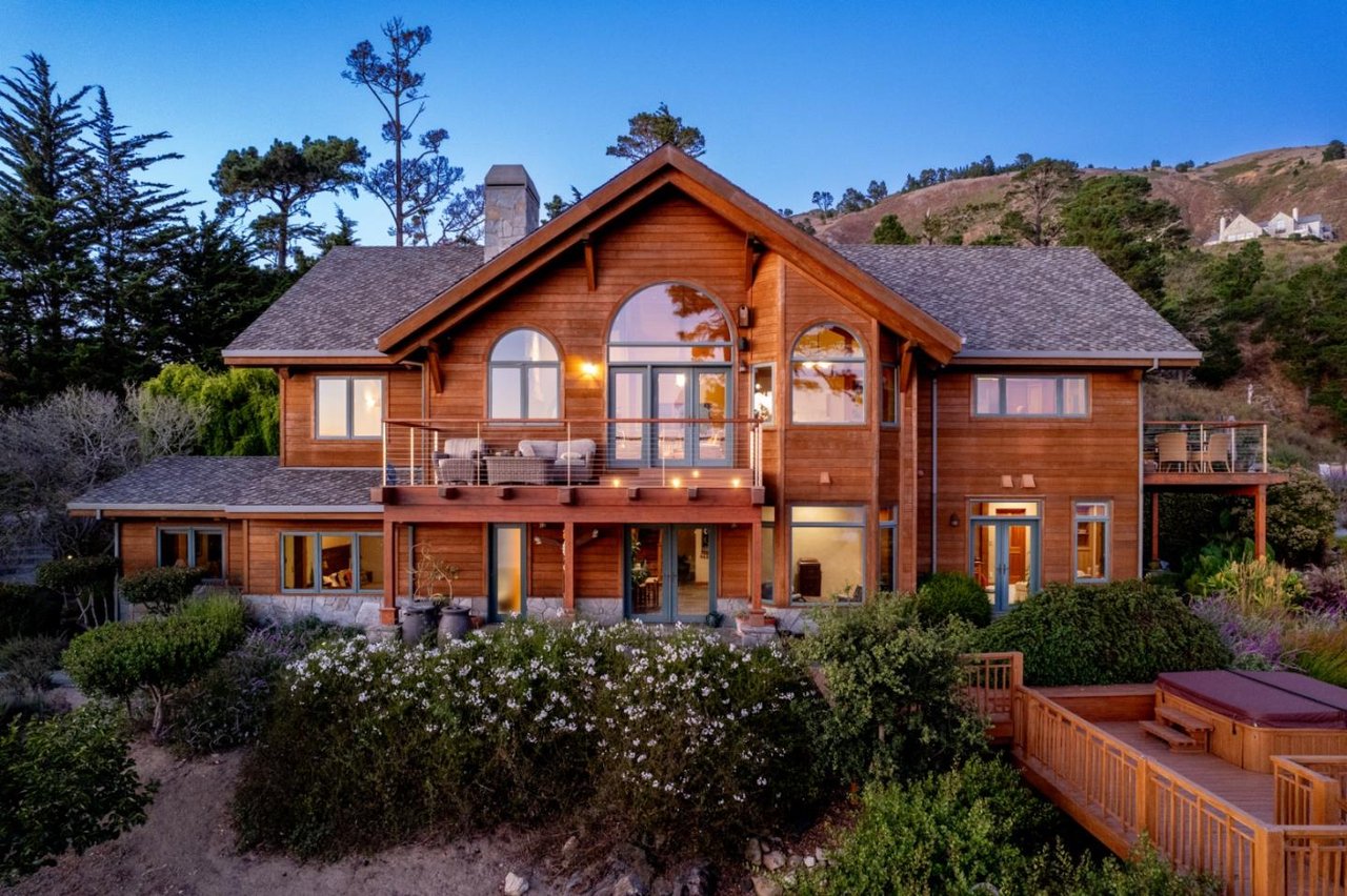 Front entrance of Carmel Highlands timber home for sale, listed at $5.5M by boutique agency