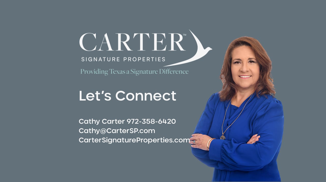 Cathy Carter, Broker and Founder of Carter Signature Properties serving the Alliance Area including Justin TX, Haslet TX, and Northlake TX