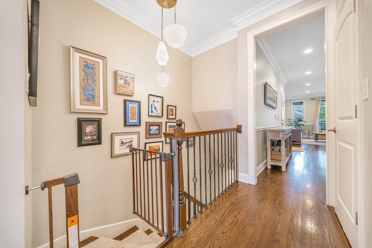 Staircase to the lower-level bedrooms