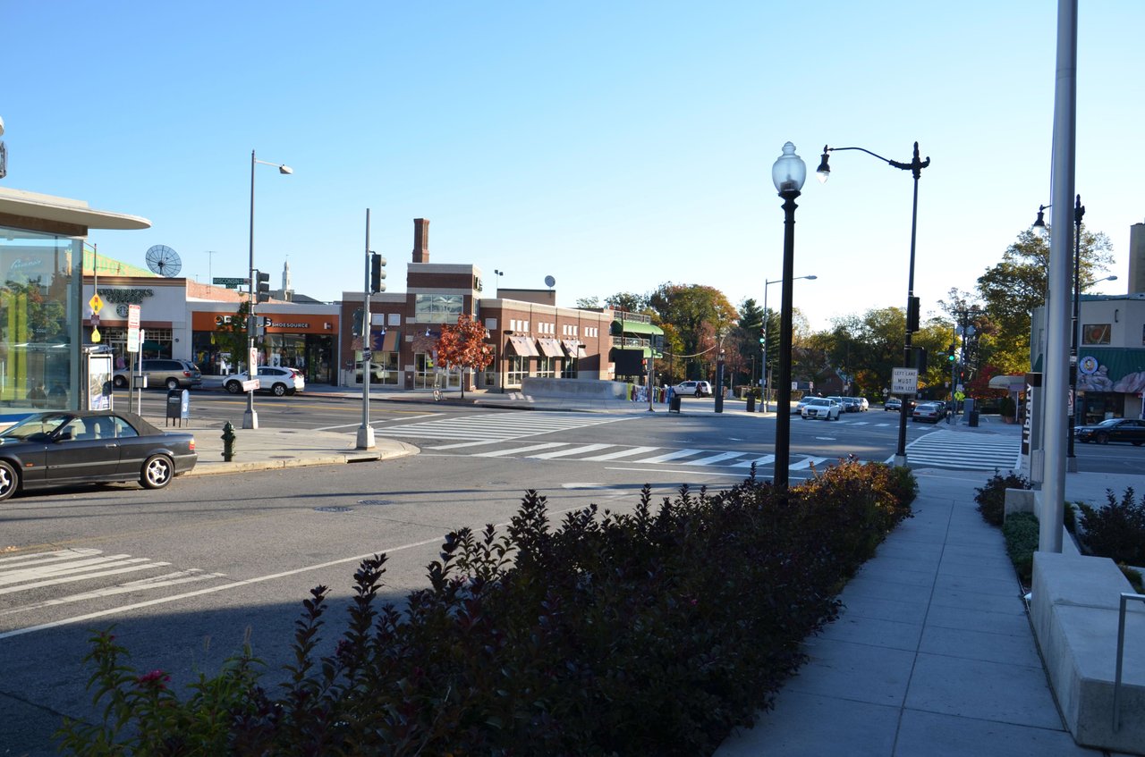 Streetscape at Wisconsin Ave and Albemarle St in Tenleytown DC.