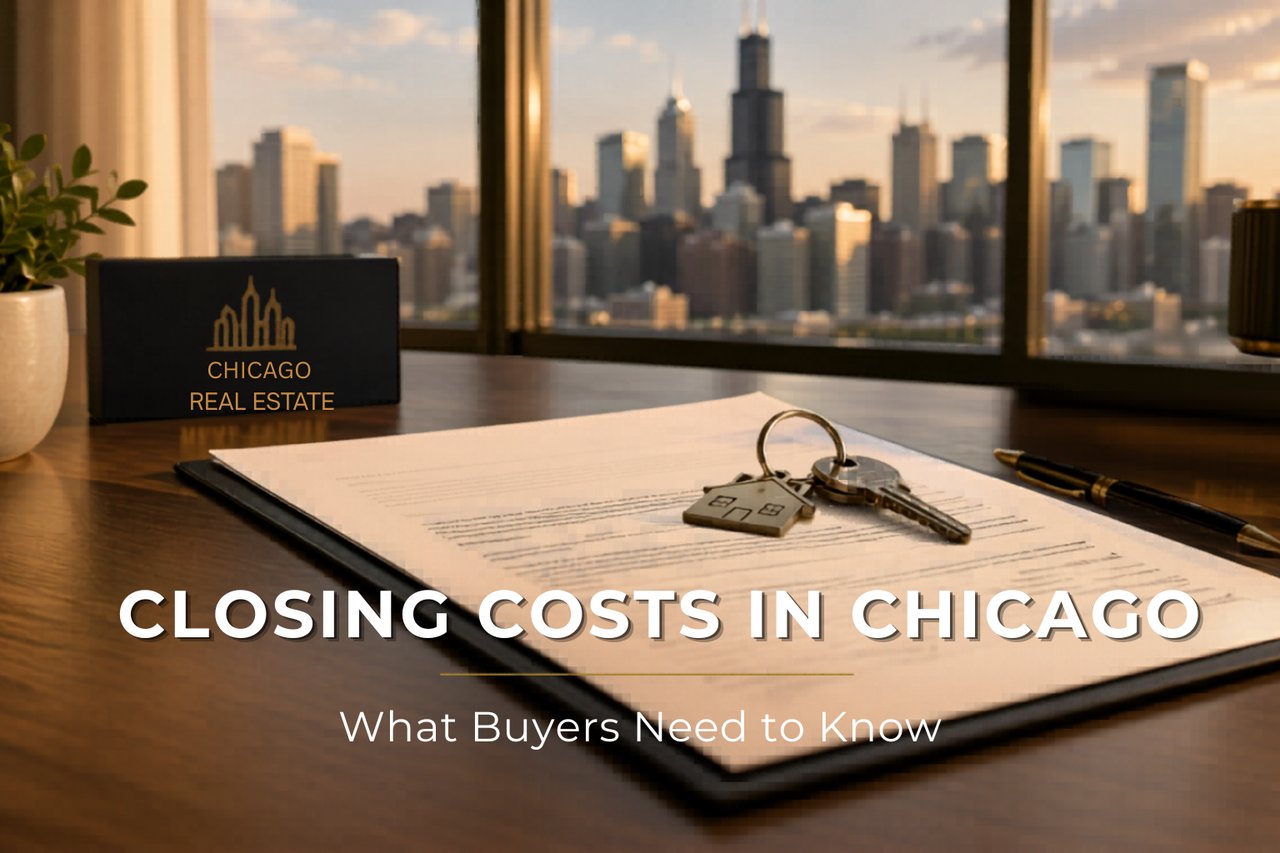 Chicago North Side home purchase closing documents and keys on table