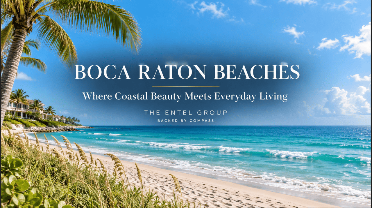 Turquoise Atlantic Ocean and sandy shoreline in Boca Raton, Florida, featuring The Entel Group’s guide to Boca Raton beaches.