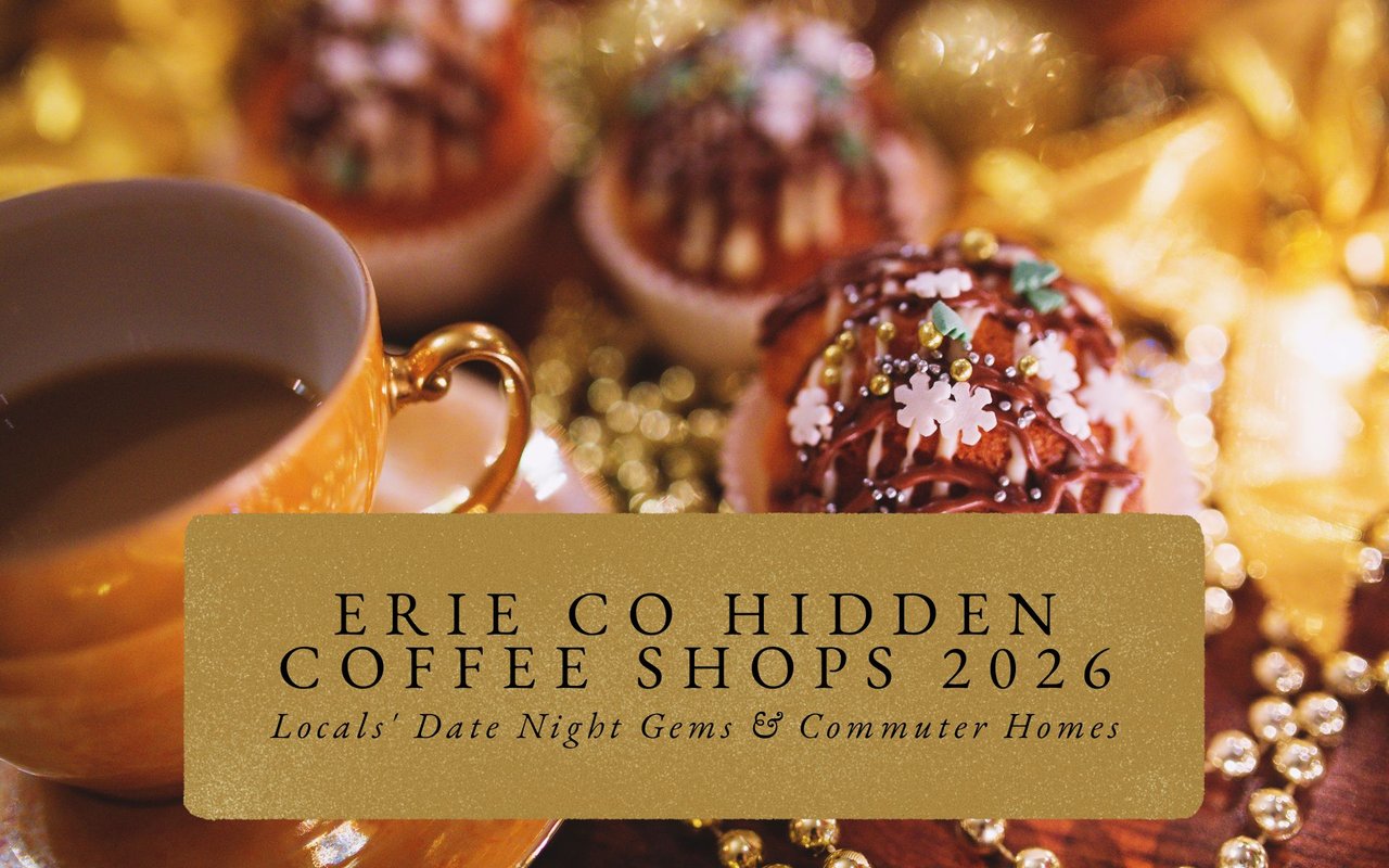 Golden baklava pastry beside frothy Greek coffee at Cristos Coffee, elegant white plate setting.