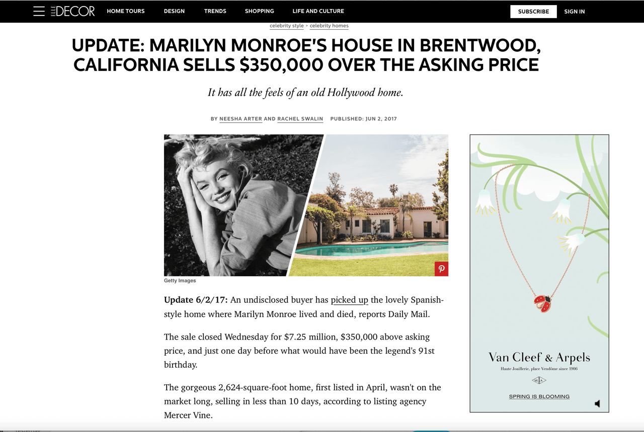 Marilyn Monroe’s House in Brentwood