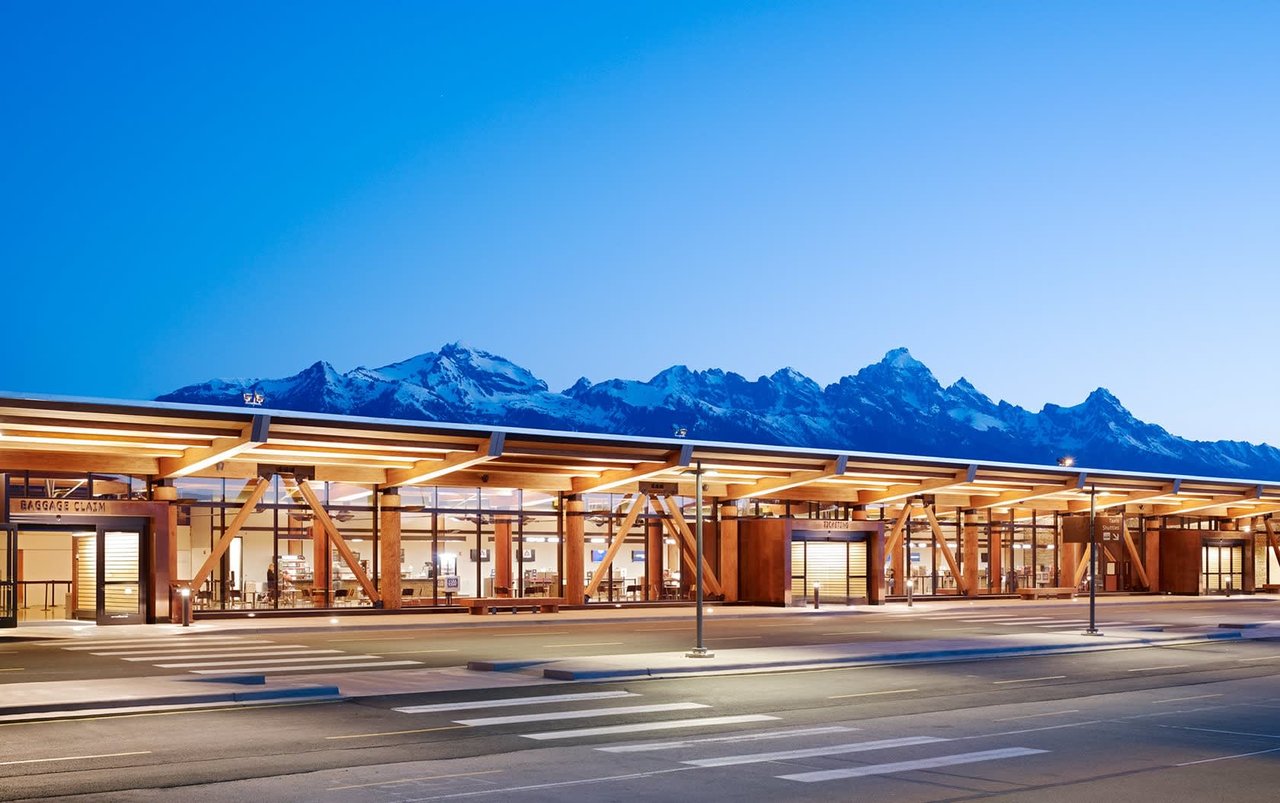 View of Jackson Hole Airport with the Teton Mountains in the background, highlighting the convenience of its location for home buyers in Jackson Hole, WY.