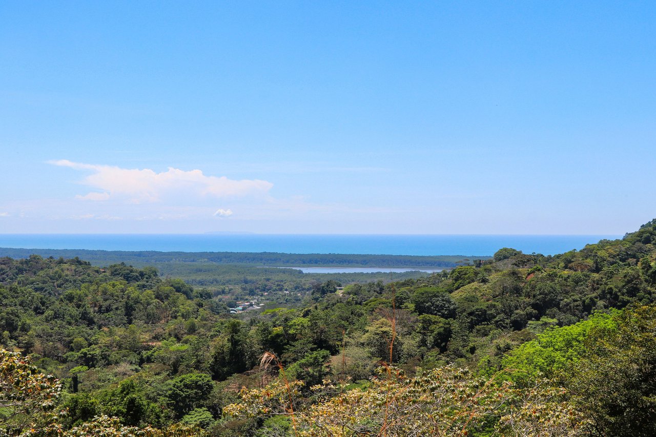 An elevated, prepared river lot with 360-degree ocean, mountain, valley and jungle views