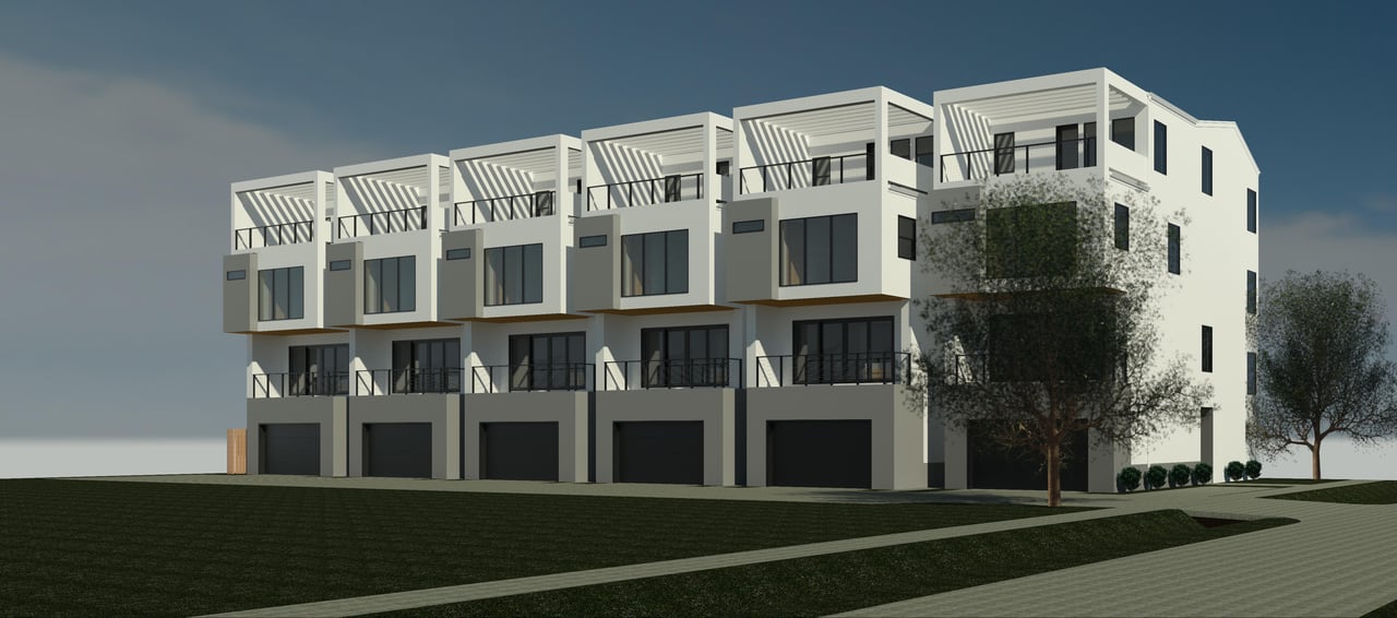 Dolores St. townhome exterior rendering in houston tx