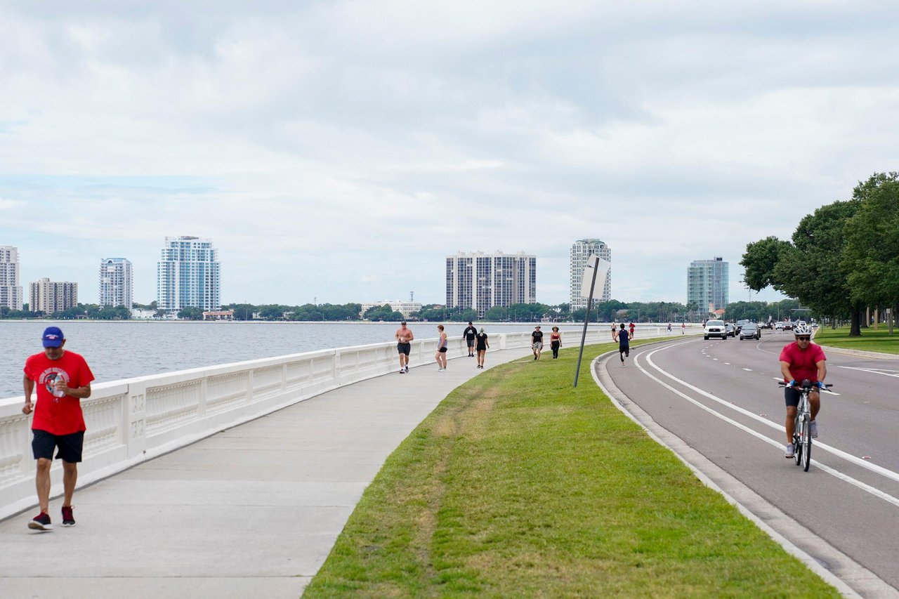 People staying active along the Tampa waterfront in Tampa Florida
