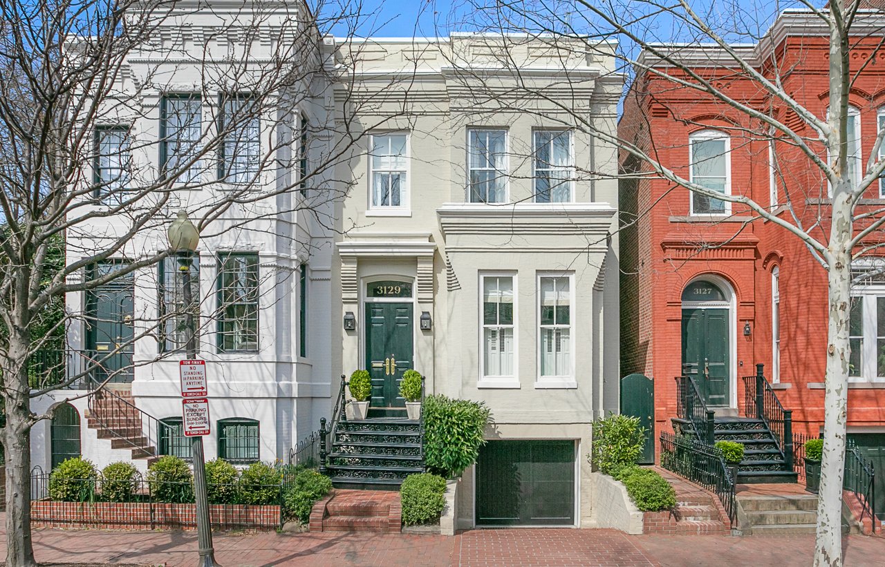 Historic Georgetown rowhouse representing Washington, DC's luxury housing market