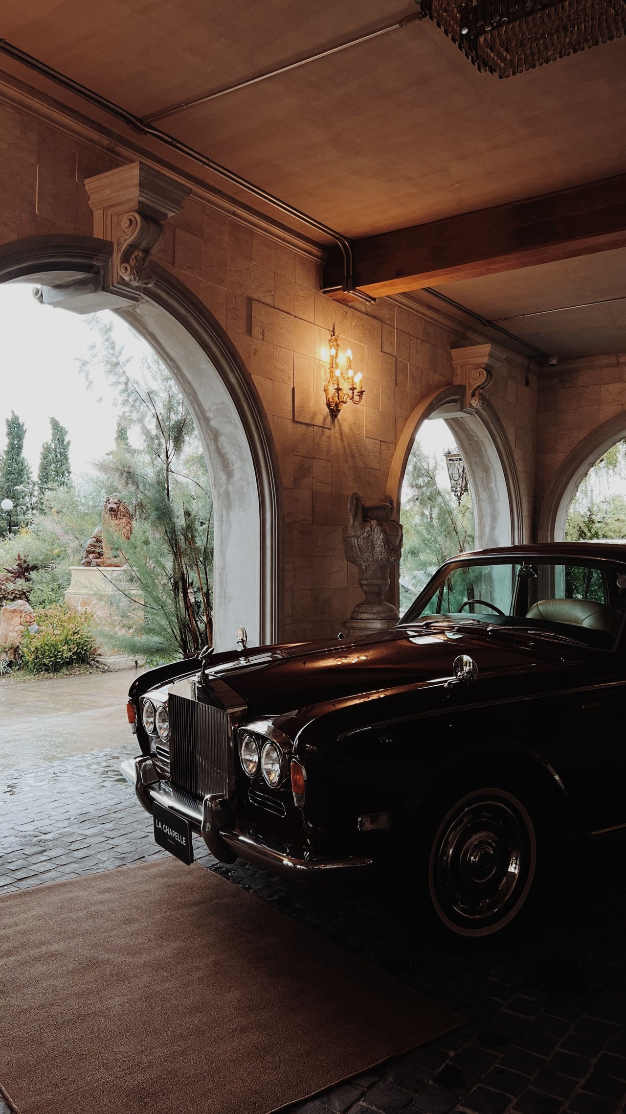 Luxury vehicle at castle