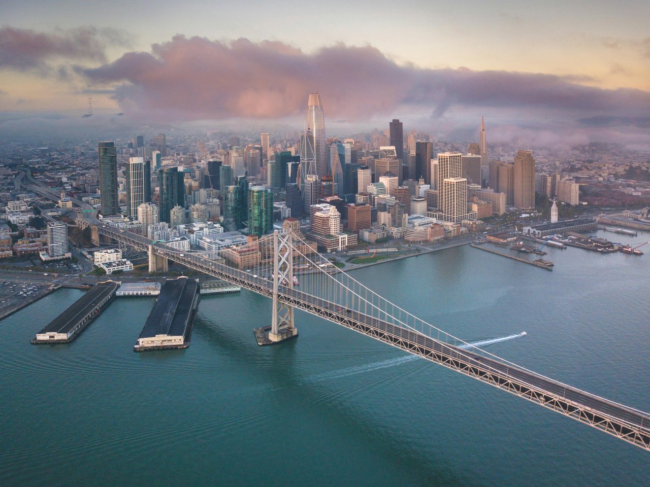 San Francisco skyline and Bay Bridge aerial view — luxury real estate market 2026 Monica Pauli Compass