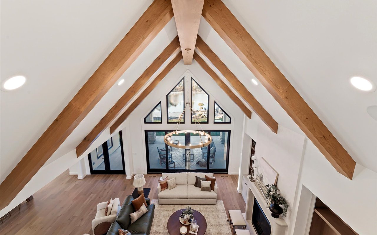 View from the mezzanine to the living room below