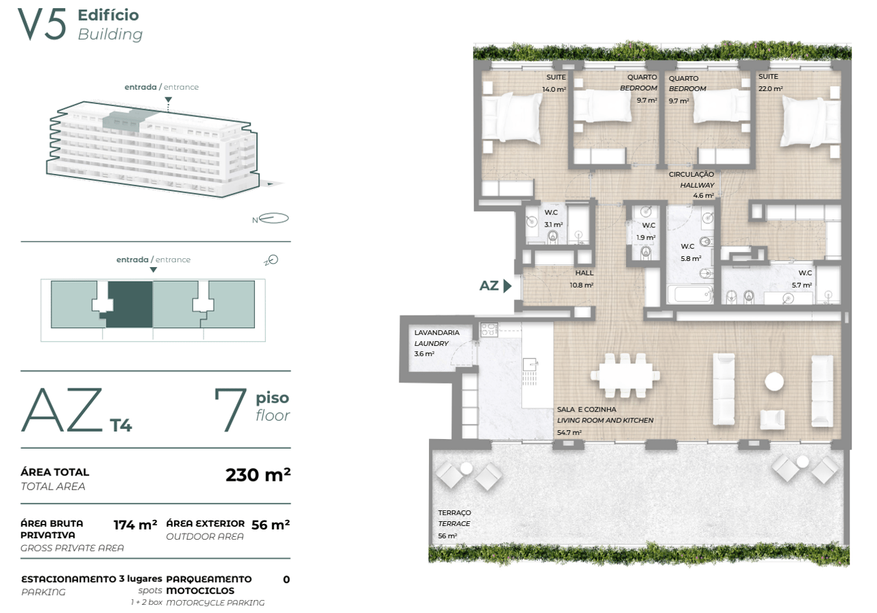  Elegant 4-Bedroom Apartment with Terrace and Parking – Contemporary Living in Maia, Portugal