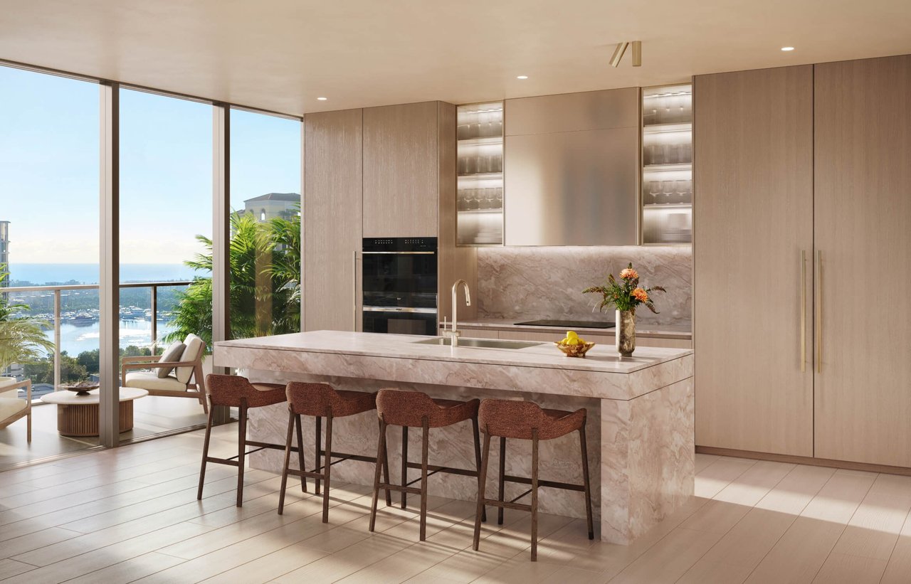 Residence Kitchen rendering at Banyan Tree Residences in West Palm Beach.
