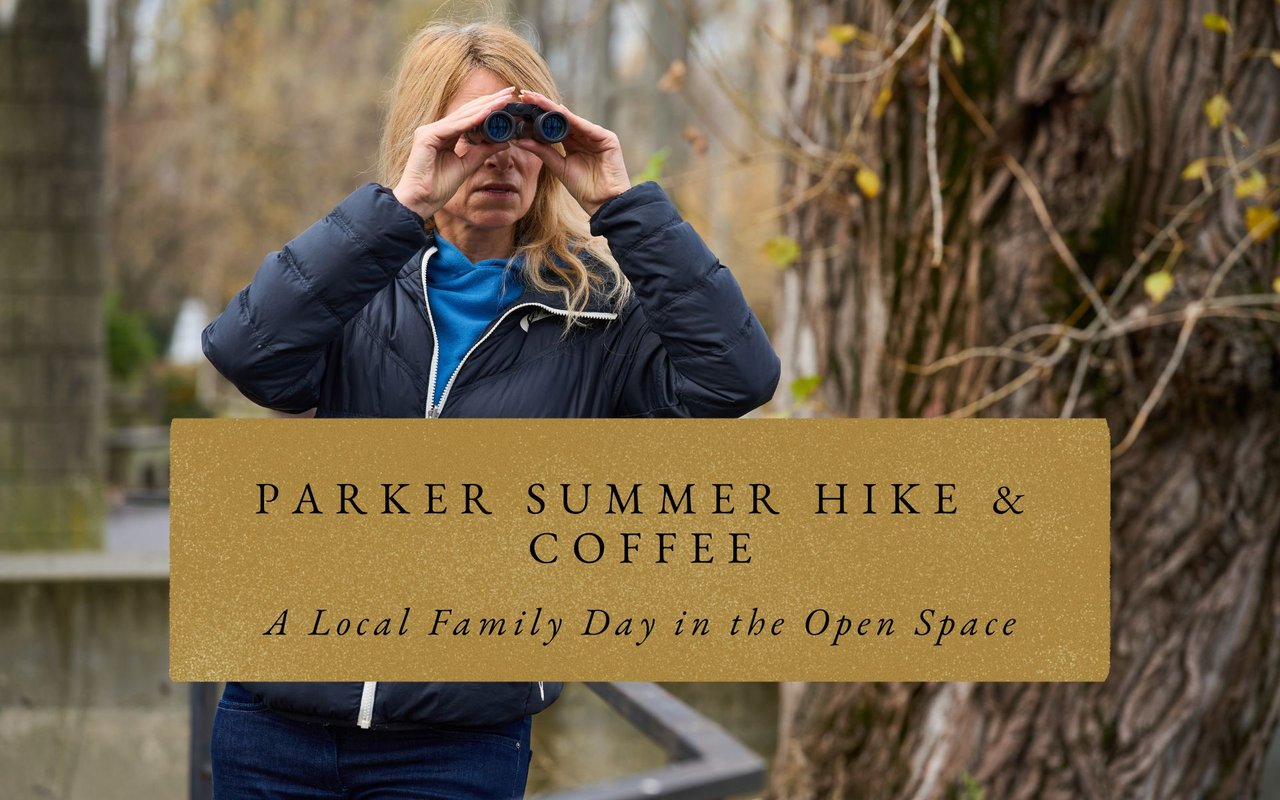 Boardwalk at Founders Village Open Space, Parker families with stroller and birdwatching at wetlands.