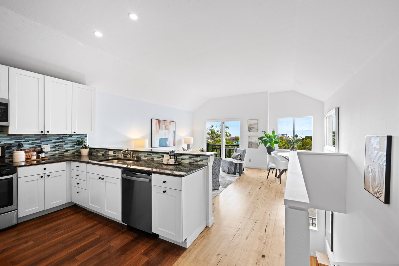 Looking towards the view from the kitchen at 1449 Innes Avenue in Bayview San Francisco
