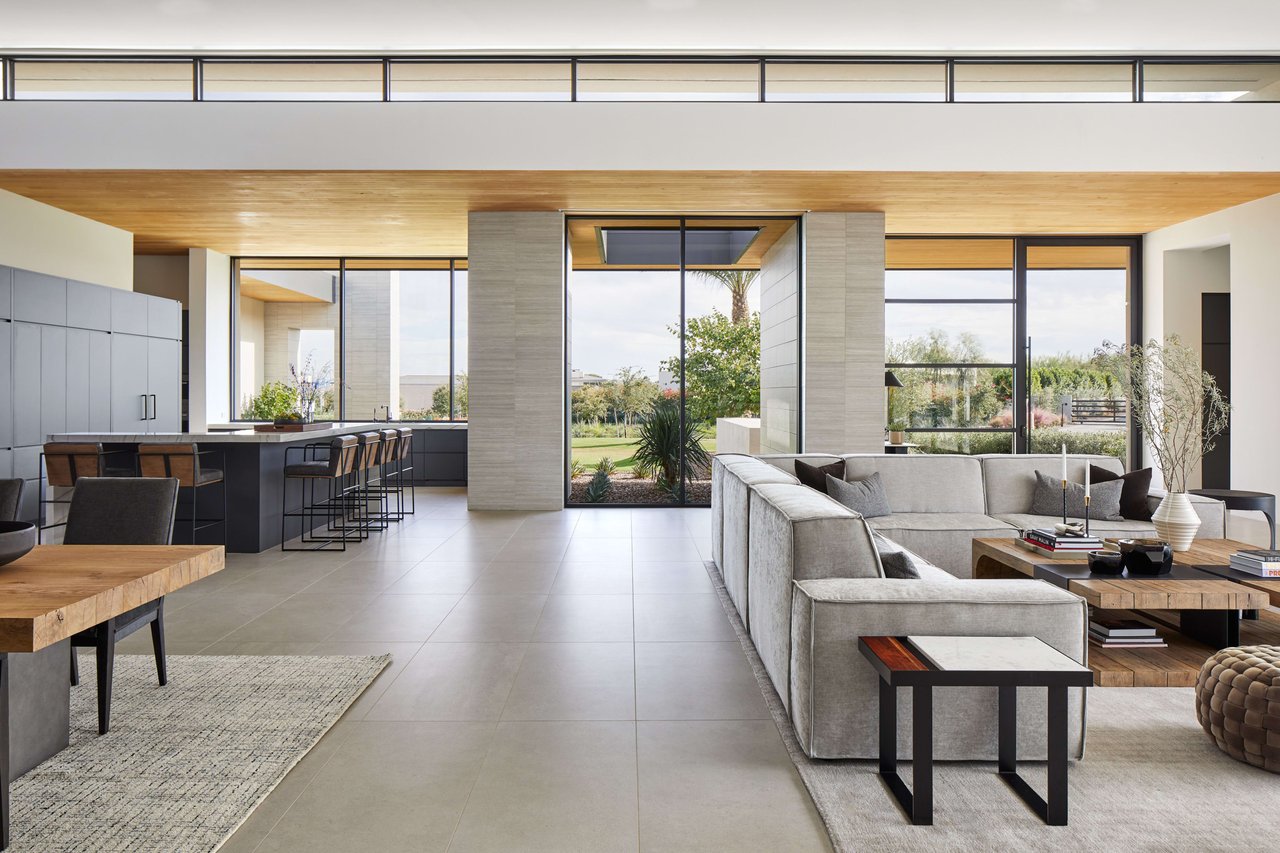 Living and dining room of luxury modern retreat