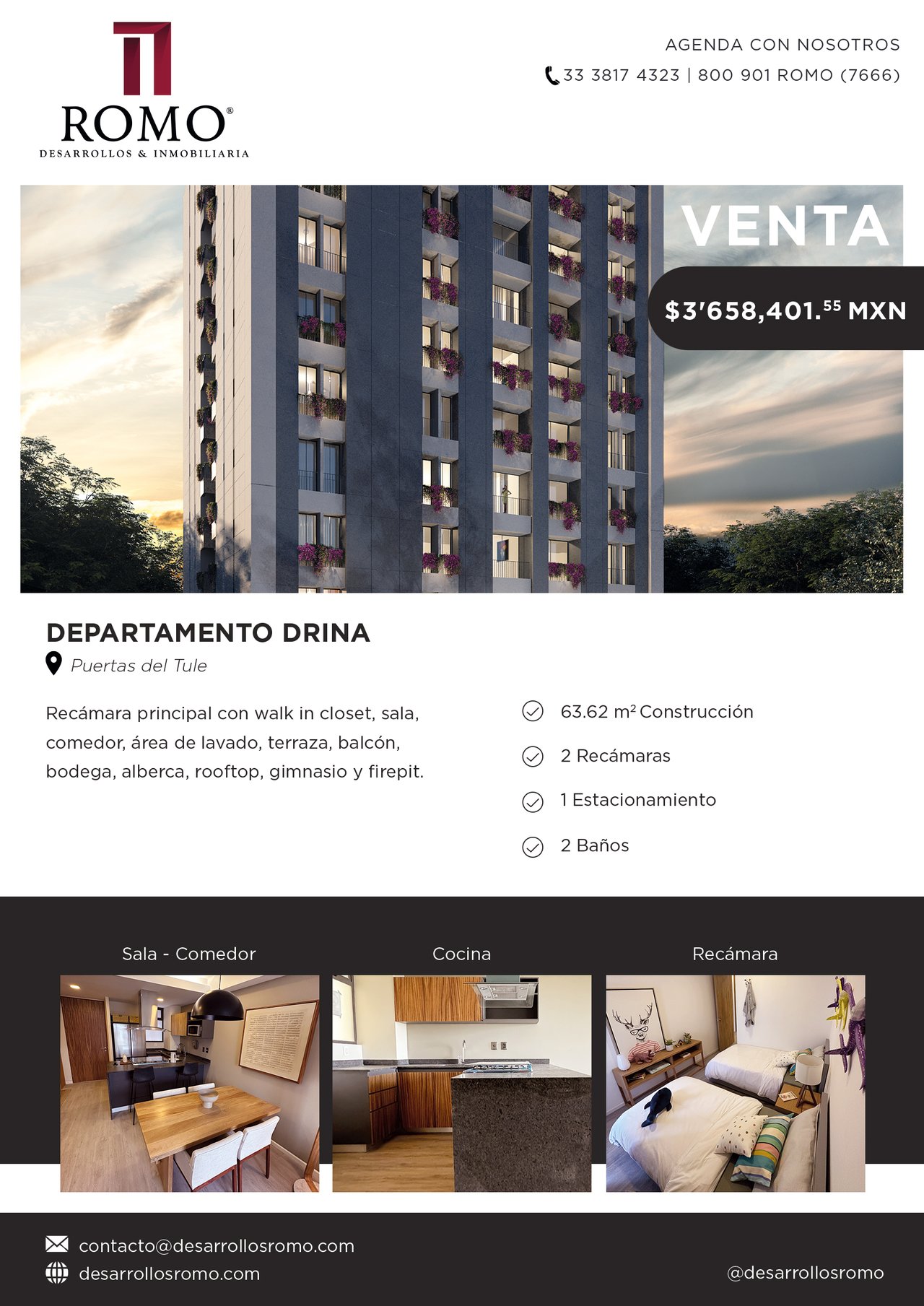 Departamento en Venta Merak Mod. Drina desde $3'658,401.55 MN