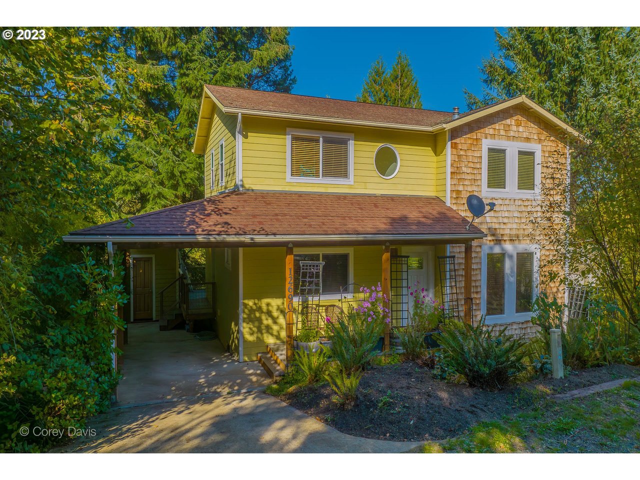 Exterior view of the sold home at 12690 J St in Nehalem, Oregon