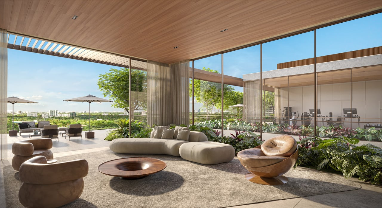 Rendering of the residents lounge at Colette Residences in South Brickell, Miami.