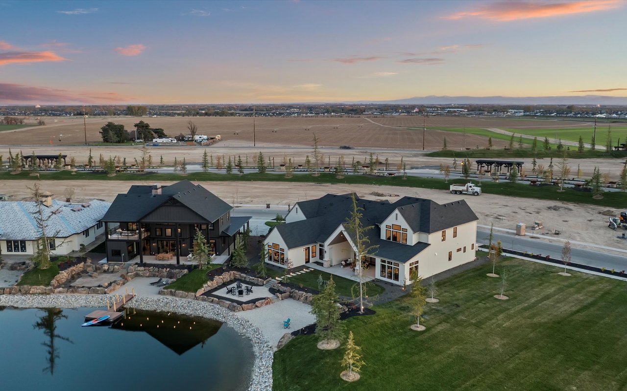 South-facing aerial view featuring Frost and Bachman homes