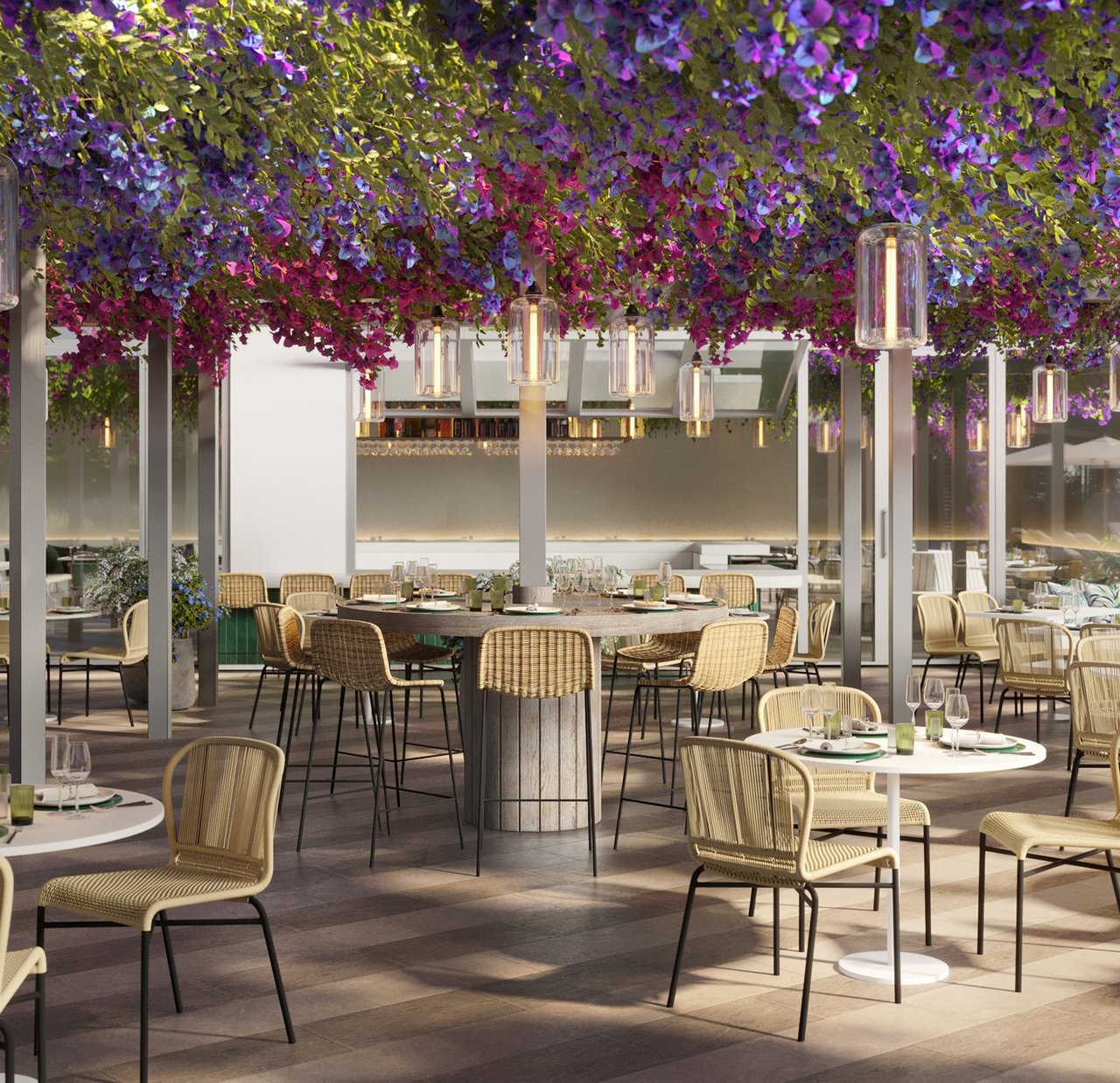 Outdoor Cafe at Five Park in Miami Beach