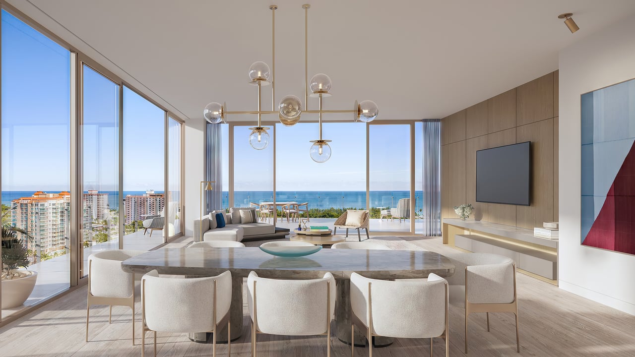 Sage Intracoastal Residences interior living room and dining room 