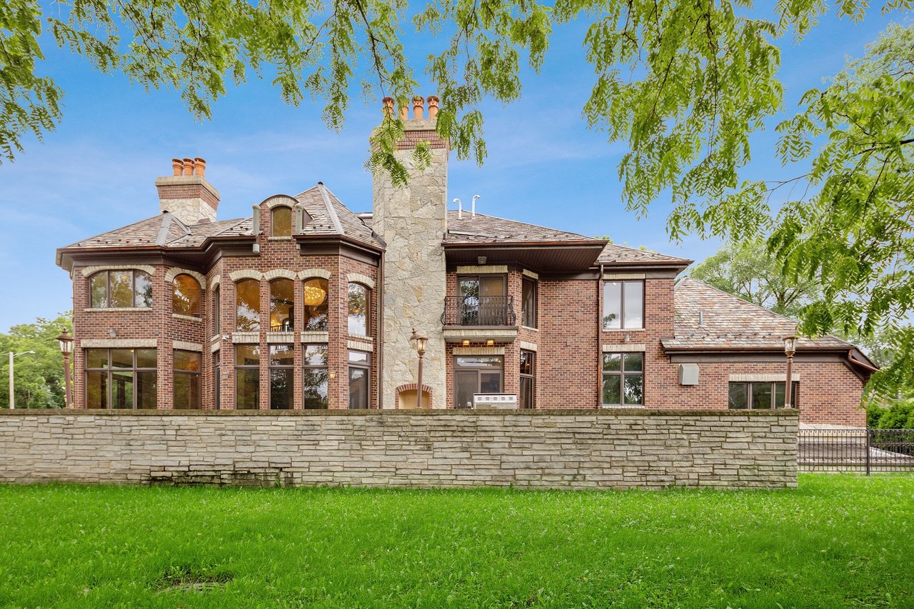 Brick And Stone Estate Situated On A Quiet Street In The Woodlands Of Hinsdale