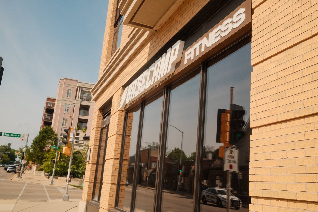 Exterior of Base Camp Fitness studio on Monroe Street in Madison, Wisconsin