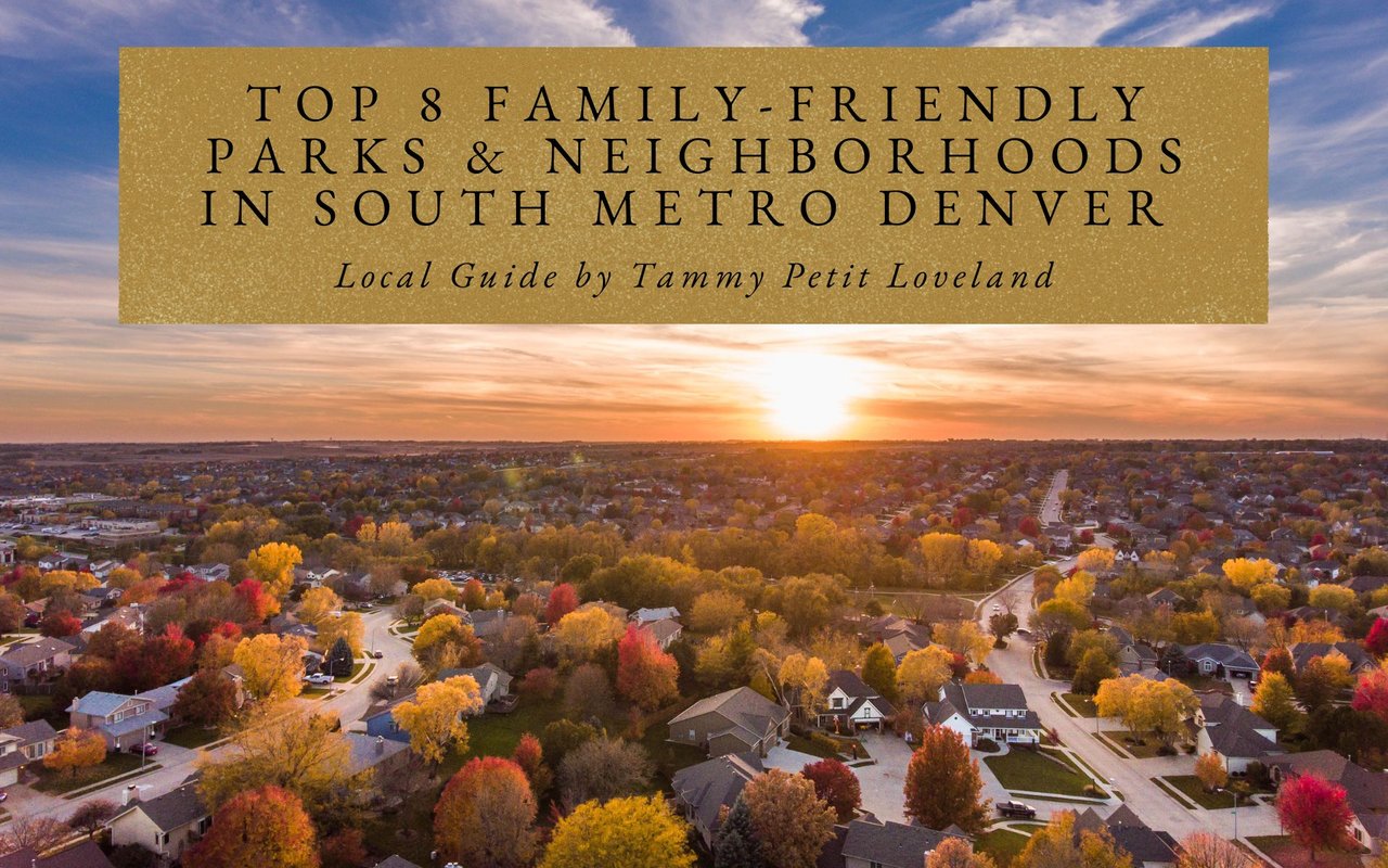 Sunset view over a family-friendly neighborhood in South Metro Denver